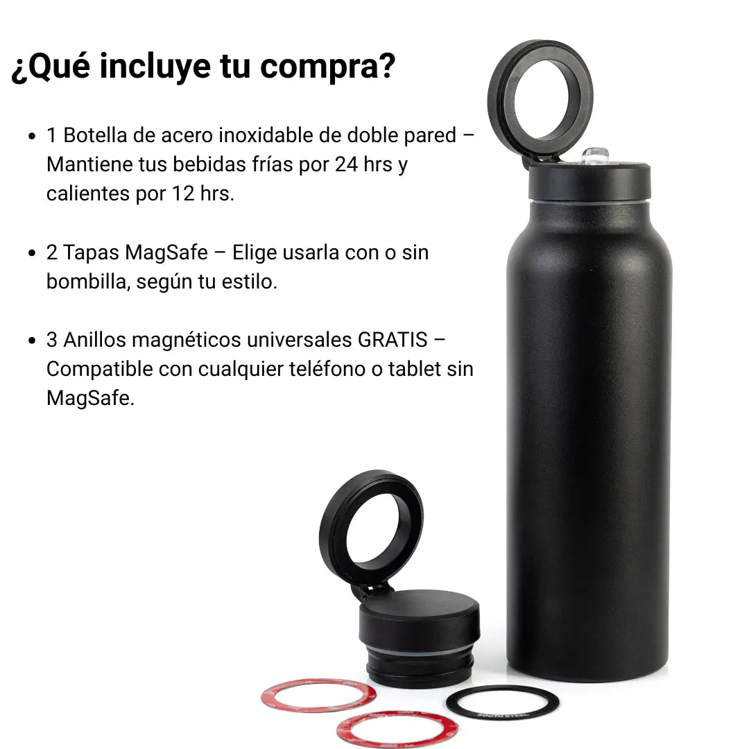 Botella MagSafe Pro 710 ml – 2 tapas (con bombilla y sin bombilla) + 3 anillos adaptadores | South Steel - imagen 12